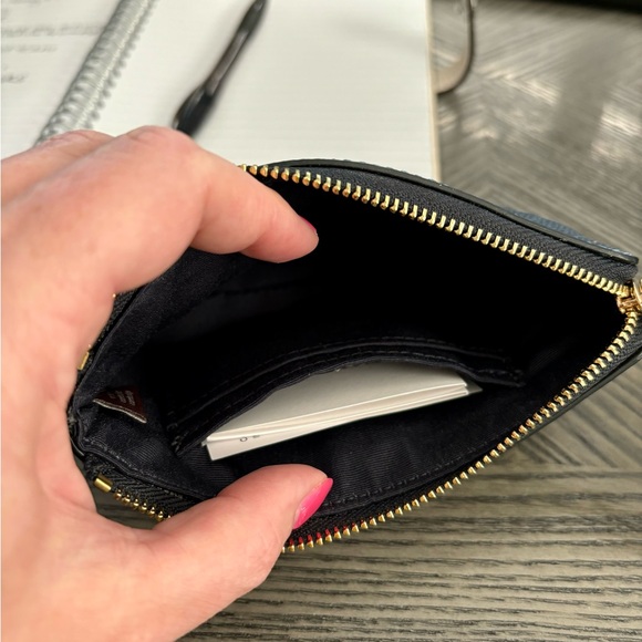 Coach Denim Horse and Carriage Dot Print Corner Zip Wristlet - Picture 3 of 3